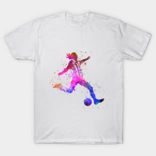 Girl playing soccer football player silhouette T-Shirt